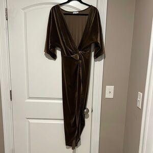 Lulus Brown Velvet Wrap Dress